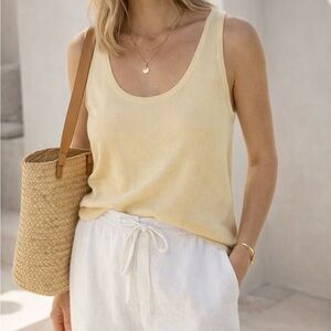 Carlisle 100% Silk Knit Butter Yellow Tank Top XL